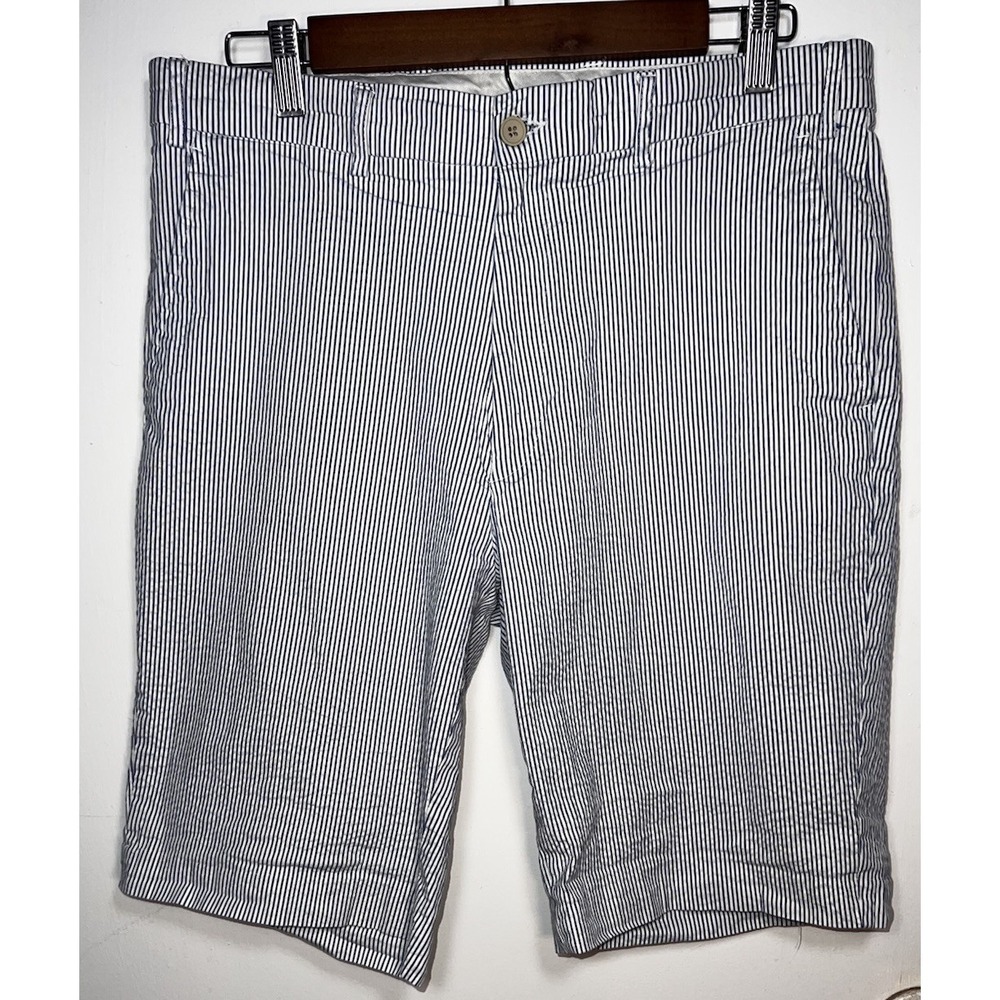 Britches‎ By Samtex Mens 34W Blue White Striped Seersucker Shorts Preppy Golf
